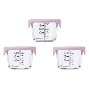 락앤락 리틀럽 디어 실리콘캡 원형 이유식 용기, 260ml, 라벤더, 3개