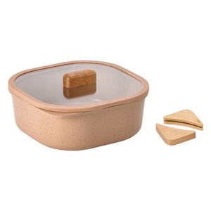 네오플램피카 인덕션 IH 오브제 컴포트 전골 냄비 + 우드그립 2p 세트, 20cm, 테라코타마블, 1세트