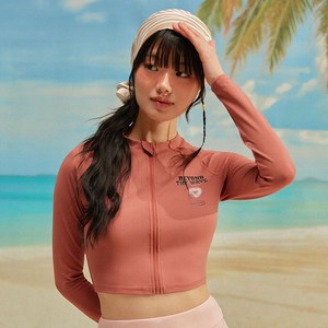레노마 여성용 하트플래닛 크롭 래쉬가드