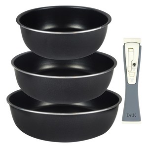 오스벨 인덕션 IH 매직핸들 착탈식 소테팬 세트 4개, 블랙, 소테팬 20cm + 소테팬 24cm + 소테팬 28cm + 매직핸들, 1세트