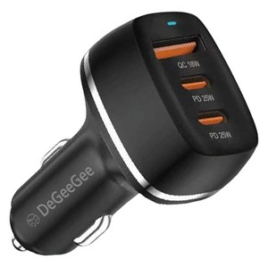 디지지 68W 3포트 차량용 초고속 충전기, LZ-X76, 블랙