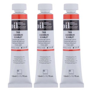 신한화구 전문가 유화물감 3개입, 50ml, 785번 카드뮴 스칼렛