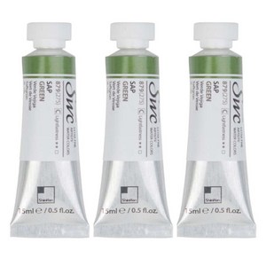 신한화구 전문가 수채화물감 SWC 튜브 C시리즈 879 샙 그린 3p, 15ml, 1색