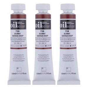 신한화구 전문가 유화물감 3개입, 50ml, 759번 번트 시에나 딥