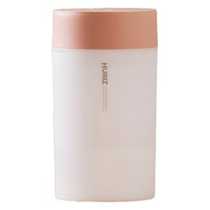 휴라이즈 미스트 미니가습기 휴대용 탁상용 LED 무드등 초음파 가습기 400ml, 피치