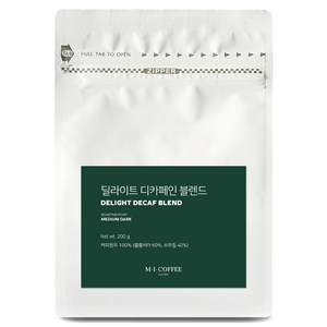 엠아이커피 딜라이트 디카페인 블렌드 원두, 200g, 1개, 홀빈(분쇄안함)