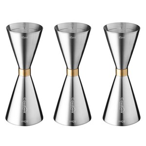 까사베니 홈텐딩 칵테일 스텐 골드링 계량 지거 45ml / 60ml, 혼합색상, 3개