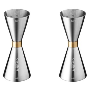 까사베니 홈텐딩 칵테일 스텐 골드링 계량 지거 30ml 45ml, 혼합색상, 2개