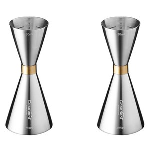 까사베니 홈텐딩 칵테일 스텐 골드링 계량 지거 30ml / 60ml, 혼합색상, 2개