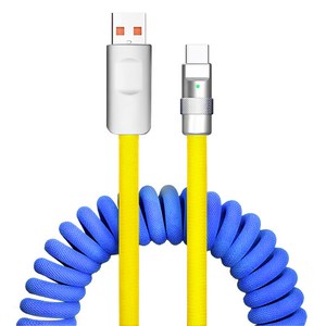 아더어스 스프링 팝 아이폰 고속충전 A타입-C타입 케이블, 65cm, 블루옐로, 1개