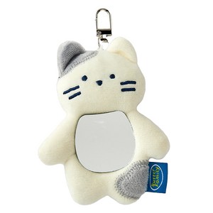 버터 말랑쫀득 밀크캣 형태 거울, 12cm, 화이트, 1개