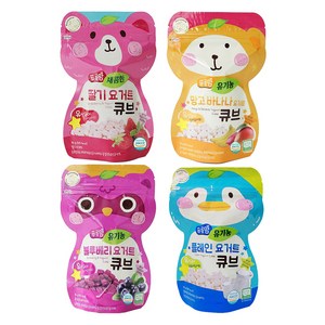 OrganicStory 요거트 큐브 4종, 1세트, 플레인, 딸기, 블루베리, 망고, 16g