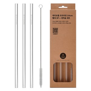 캐리보틀 트라이탄 빨대 24cm 3p + 세척솔 세트, 1개, 1개