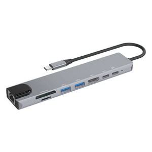 모락 프로토 8포트 Type-C DEX HDMI USB 3.0 이더넷 멀티 허브 MR-HUB8., 1개, 그레이