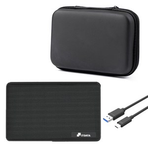 USB-C 외장하드 SSD IT25U3 + 파우치 세트, 4TB, 블랙