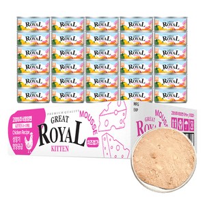 프리미엄로얄 키튼 그레이트 치즈 무스 주식캔, 닭, 60g, 30개