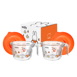 에지리 미피 내열유리 계량컵 m + 뚜껑 세트, 투명, 1000ml, 2세트