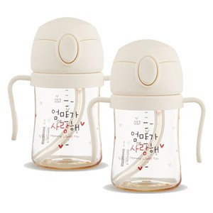해님 유아용 낫싱 올인원 PPSU 원터치 빨대컵 트윈팩, 150ml, 2개, 크림화이트엄마가