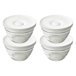 글라스락 밥용기 430ml, 코코넛 밀크, 4개