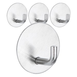 리빙홈디테일 강력 접착 스테인리스 고리 후크 원형 LHD-048, 실버, 4개