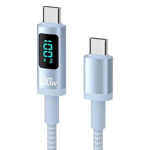 이어맥 팬톤 C타입-C타입 알루미늄 합금 디스플레이 100w 고속 충전케이블, 블루, 1개, 150cm