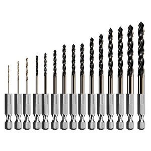 스탠맨 6각 생크 코발트 스테인레스 드릴비트 15종 세트 M35, 1세트