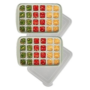 집사람 이유식 24구 큐브 용기, 200ml, 그린, 2개