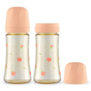 그로미미 유아용 PPSU 스카이벌룬 젖병 트윈팩, 피치플라워 로제코랄, 300ml, 2개