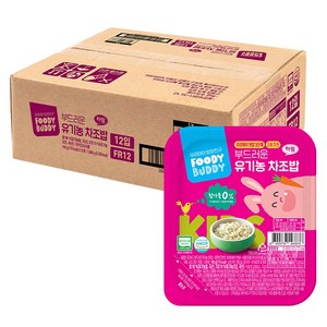 푸디버디 부드러운 유기농 차조밥, 140g, 12개