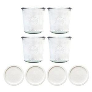 WECK 742 유리병 + PE뚜껑 밀크, 4개, 580ml