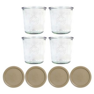 WECK 몰드 742 유리병 + PE 뚜껑 베이지, 580ml, 4개