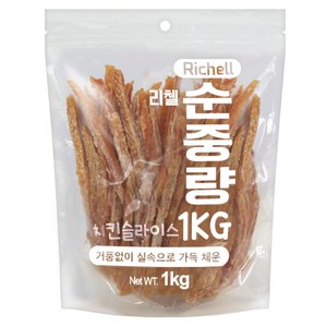 리첼 강아지 순중량 사사미 간식, 치킨슬라이스, 1kg, 1개