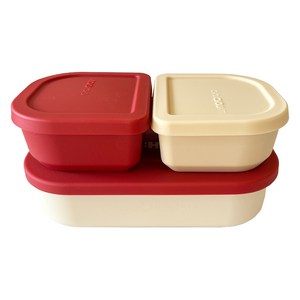 슈슈아띠 아동용 도시락통 700ml + 실리콘 내컵 300ml x 2종 세트, 로즈레드, 1세트