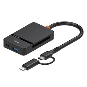 유니콘 USB 통합 멀티 6in1 USB3.2 Gen1 Type-C & 8핀 듀얼컨넥터 카드리더기, XC-7000M, 블랙, 1개