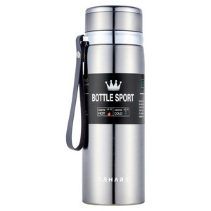 어쉐어 심플 거름망 휴대용 보온 보냉 병, 실버, 800ml, 1개