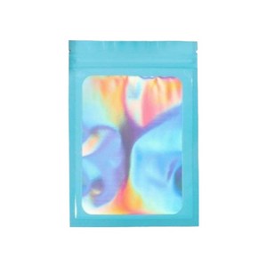 올하이 컬러풀 오로라 다용도 OPP 소품 포카 포장 지퍼백 슬리브 포장봉투 7.5 x 10 cm, 블루, 50개