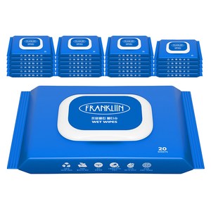 FRANKLIIN 휴대용 물티슈 캡형, 75g, 20매, 24개