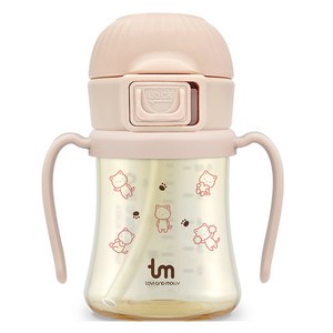 토비앤몰리 유아용 PPSU 원터치락 빨대컵, 180ml, 1개, 몰리핑크