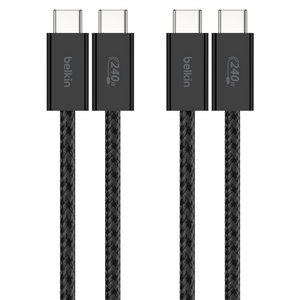 벨킨 C타입-C타입 USB 부스트차지 브레이디드 240W 고속 충전 케이블 CAB019, 블랙(CAB019qc05BK2PK), 1개, 1.5m