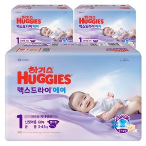 하기스 2025 맥스드라이 에어 밴드형 기저귀 아동용, 1단계, 180매