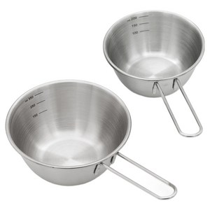 리본제이 304 스텐 롱핸들 미니 계량컵 200ml + 400ml 세트, 1세트, 200ml 400ml