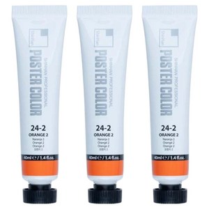 신한화구 전문가 포스터 컬러 튜브형 물감 오렌지 2 색상번호 24-2번 3p, 40ml, 1색