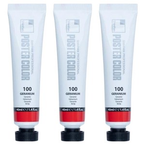 신한화구 전문가 포스터 컬러 튜브형 물감 제라늄 색상번호 100번 3p, 40ml, 1색