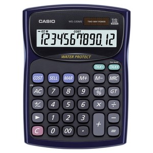 카시오 방수 계산기 WD-220MS, 블루, 1개
