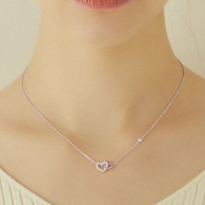 제이에스티나 여성용 더블 하트 목걸이 + 쇼핑백 + 케이스 + 메시지카드 골드박스 특가
