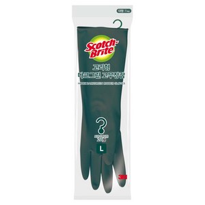 스카치브라이트 3M 고리형 고무장갑, 다크그린, 대(L), 1개