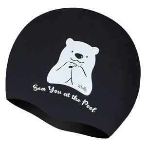 랠리 실리콘 수모 디자인 수영모자 PRUC908, Black, 1개