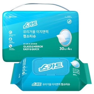 스카트 유리거울 이지앤퀵 청소티슈 30p, 4개