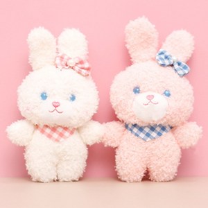 아이끌레 스카프 아기토끼 봉제인형 키링 2종 세트, 12cm, 화이트, 핑크, 1세트