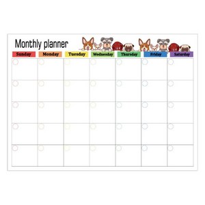 세컨드베스트 귀여운 동물 메모보드 화이트 monthly, 자석